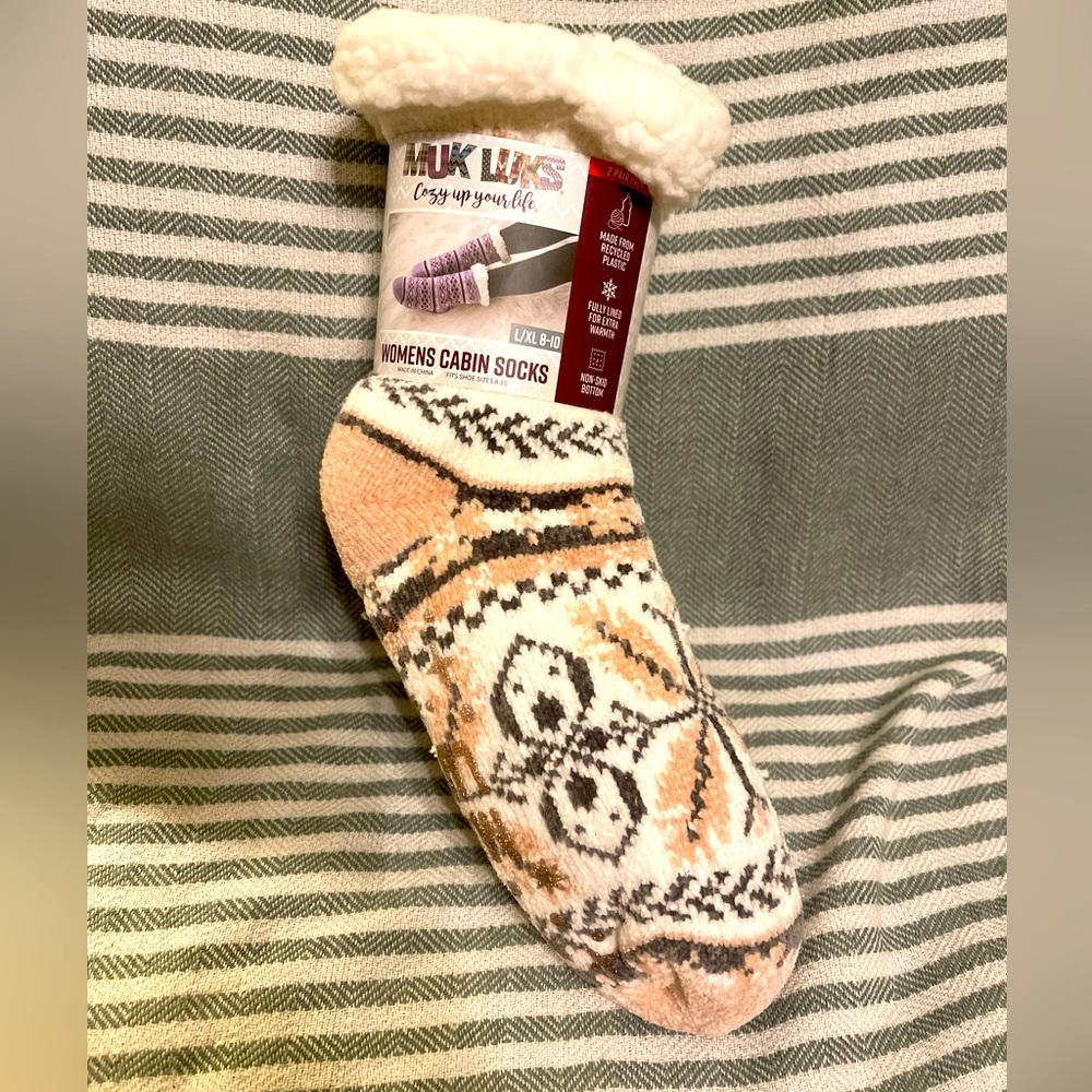 Muk Luks Cabin Socks (2 Pair) NWT Size L/XL (8-10)